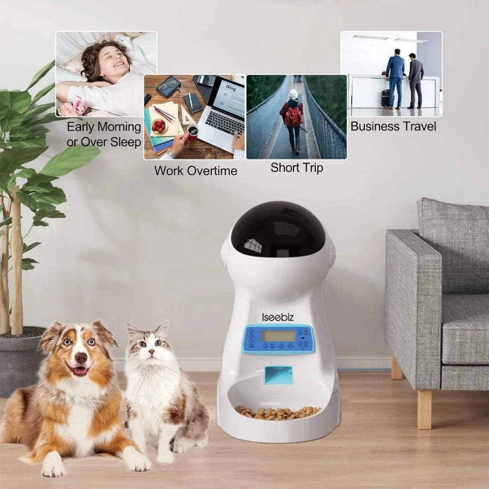 Automatic Pet Feeder With Timer Anti Clog Design Voice Recorder