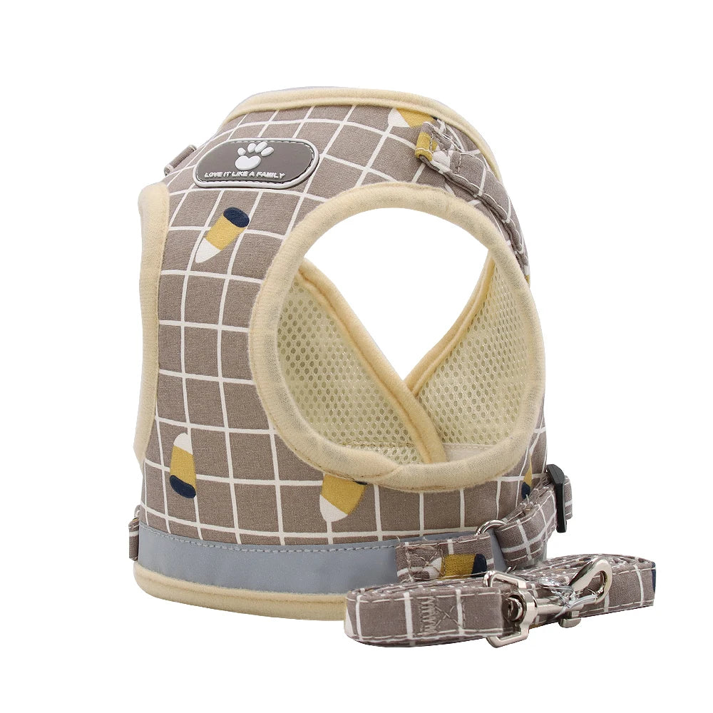 Breathable Reflective Poodle Pet Harness With Leash And Collar