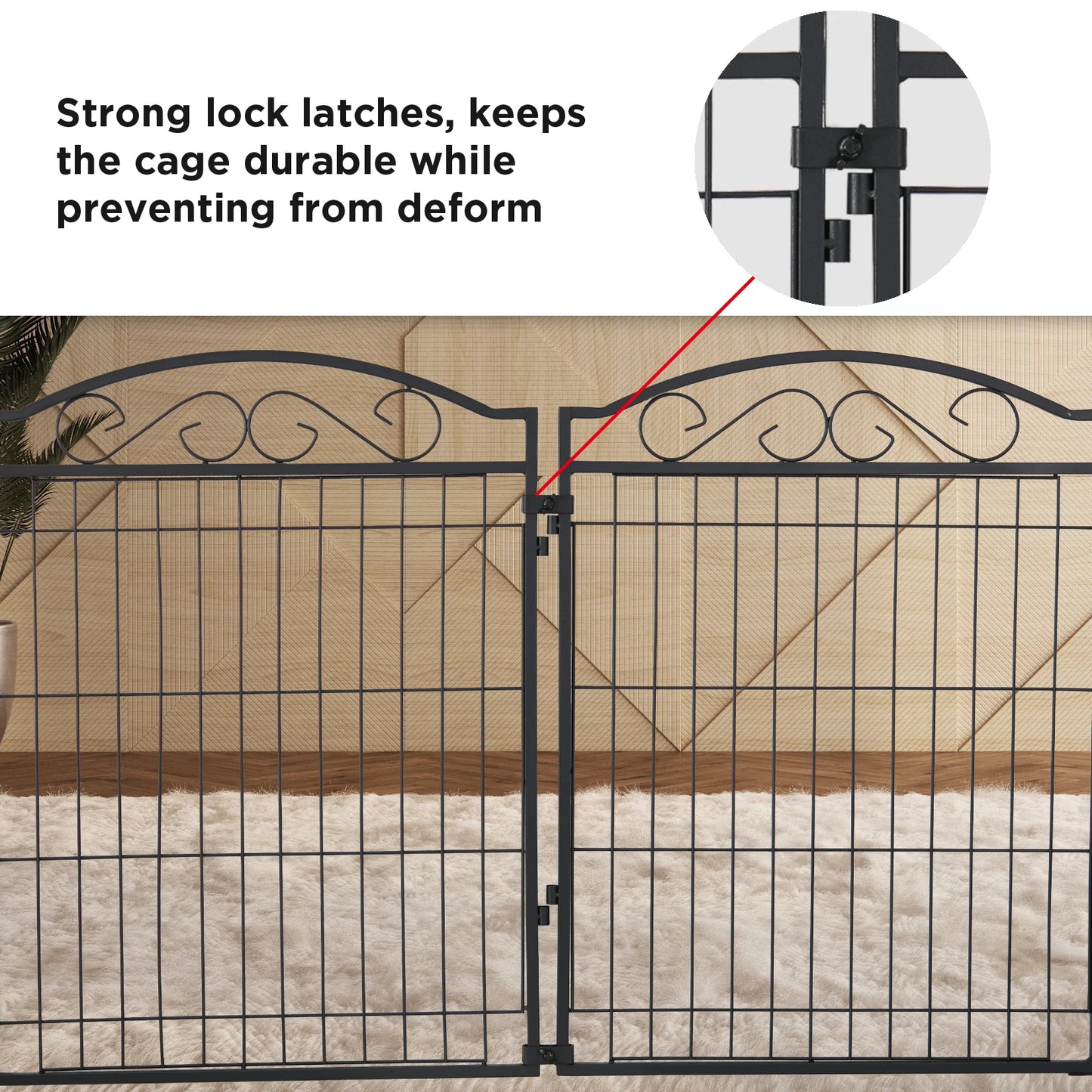 BINGOPAW Eight-Panel Heavy Duty Folding Anti-Rust Dog Playpen Indoor Outdoor