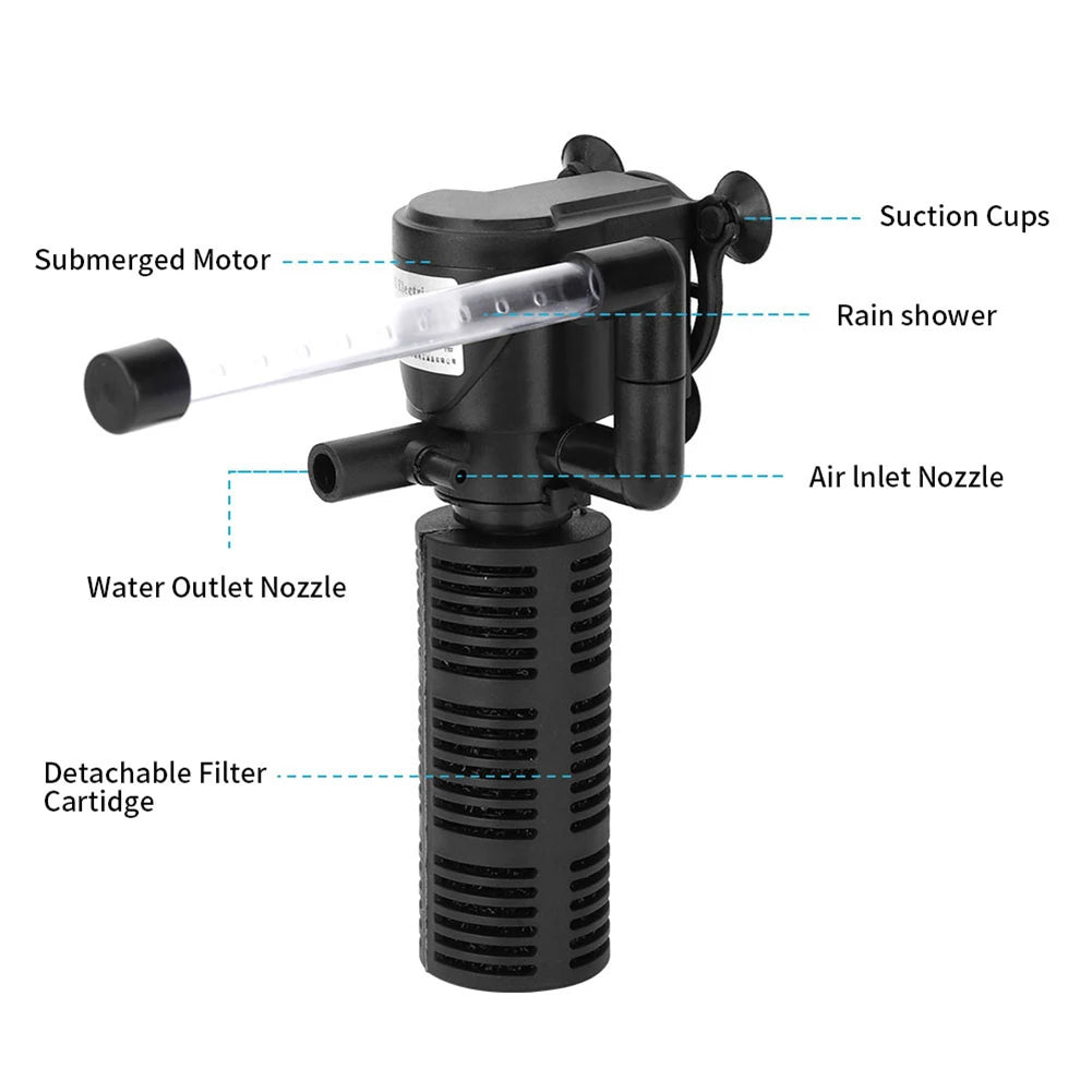 APWIKOGER 3 In 1 Aquarium Filter Silent Submersible Water Purifier