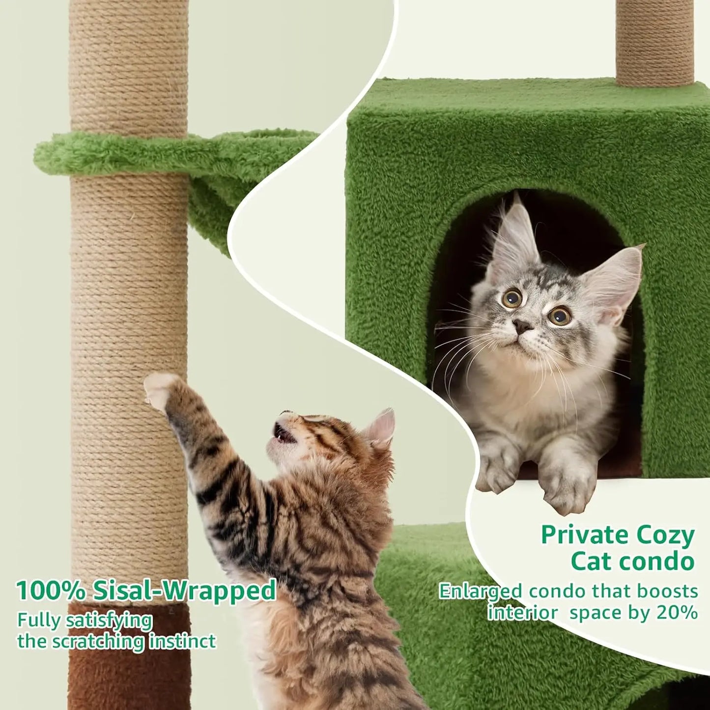 Cat Tree Tower With Sisal Scratching Post And Hammock