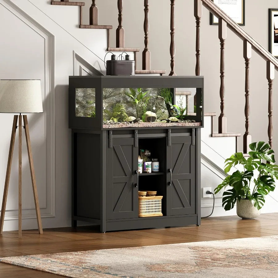 XMSJ Reptile Terrarium With Stand Barn Door Ventilated Mesh
