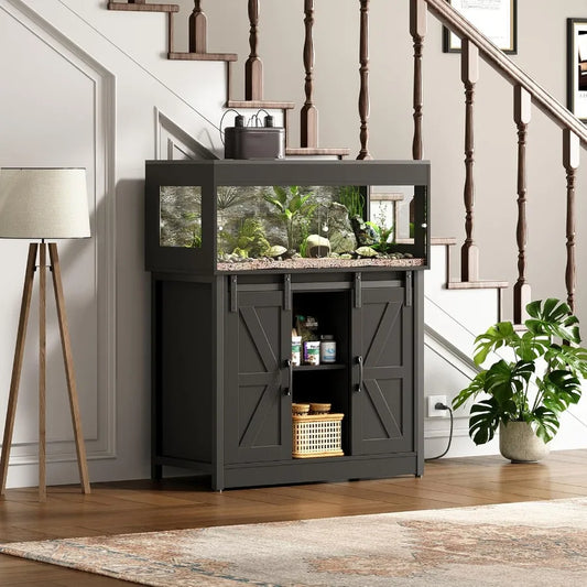 XMSJ Reptile Terrarium With Stand Barn Door Ventilated Mesh
