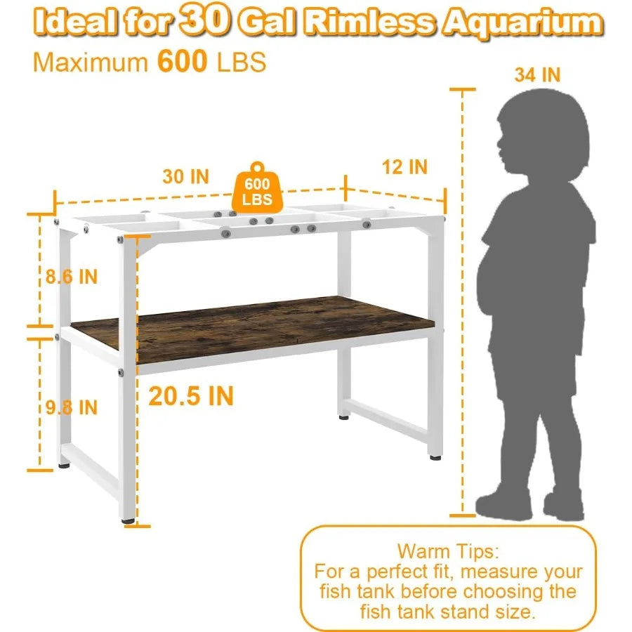 Rimless Fish Tank Stand 2 Tier Metal Aquarium Shelf Breeder