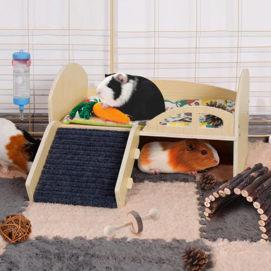 MoJoyce Guinea Pig Hideout Platform Multilevel Pet Castle
