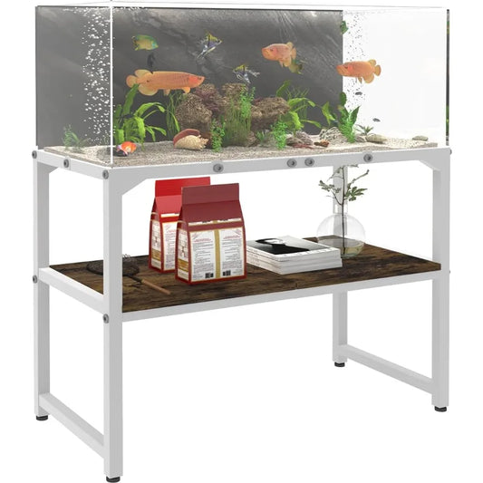 Rimless Fish Tank Stand 2 Tier Metal Aquarium Shelf Breeder