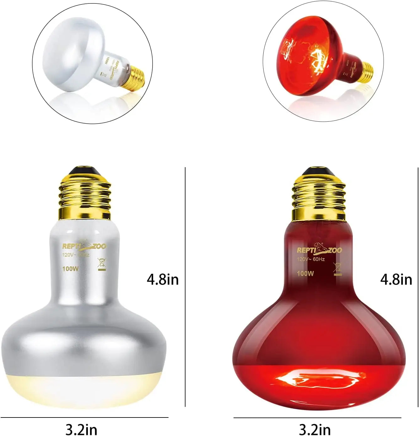 Dual Reptile Heat Lamp Fixture With 100W UVA Daylight Bulb