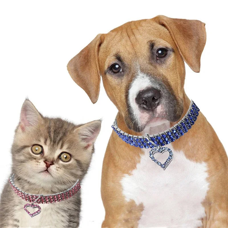 NONECN Bling Rhinestone Dog Collar For Small To Medium Dogs