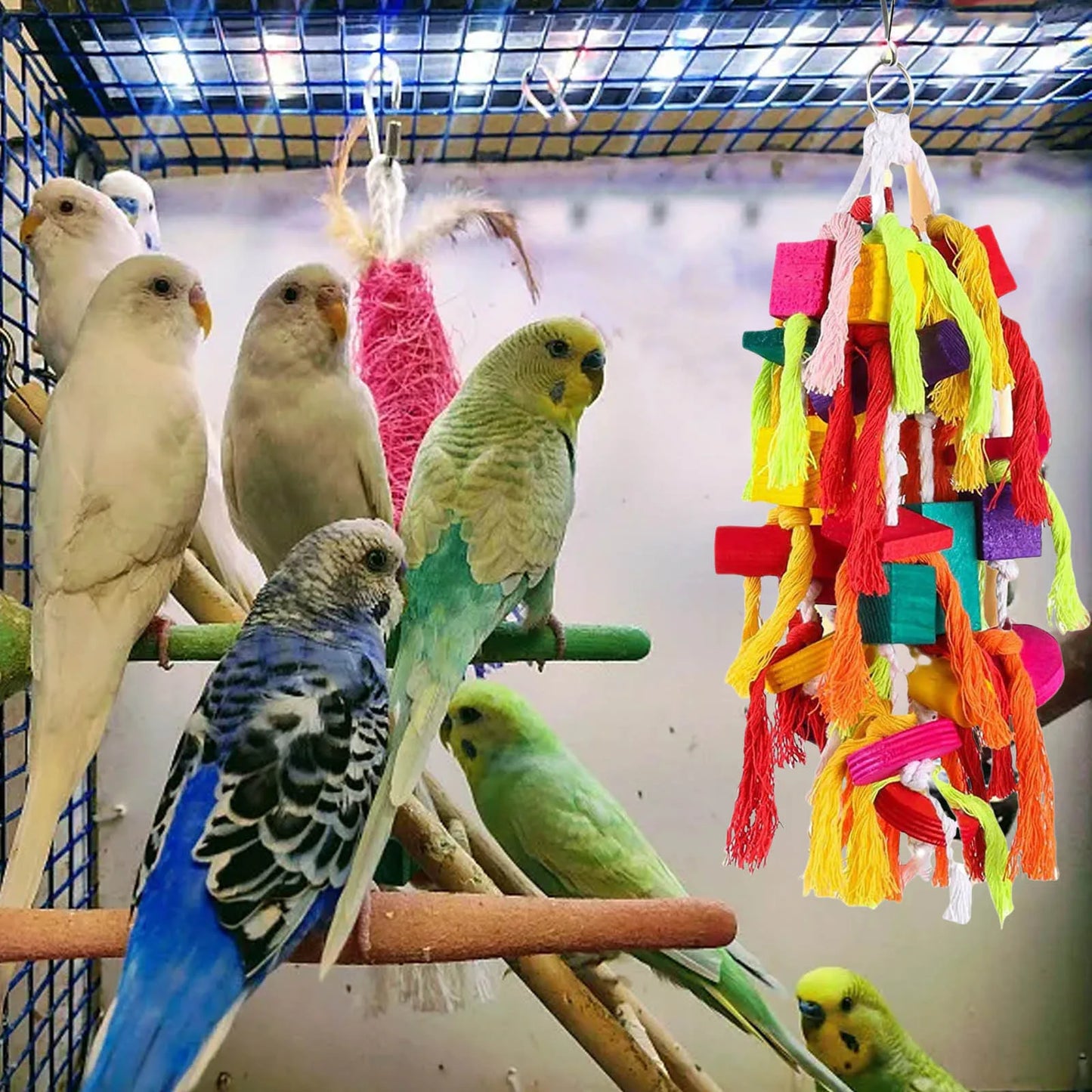 Rope Wooden Parrot Toy for Birds Gnawing Play Features