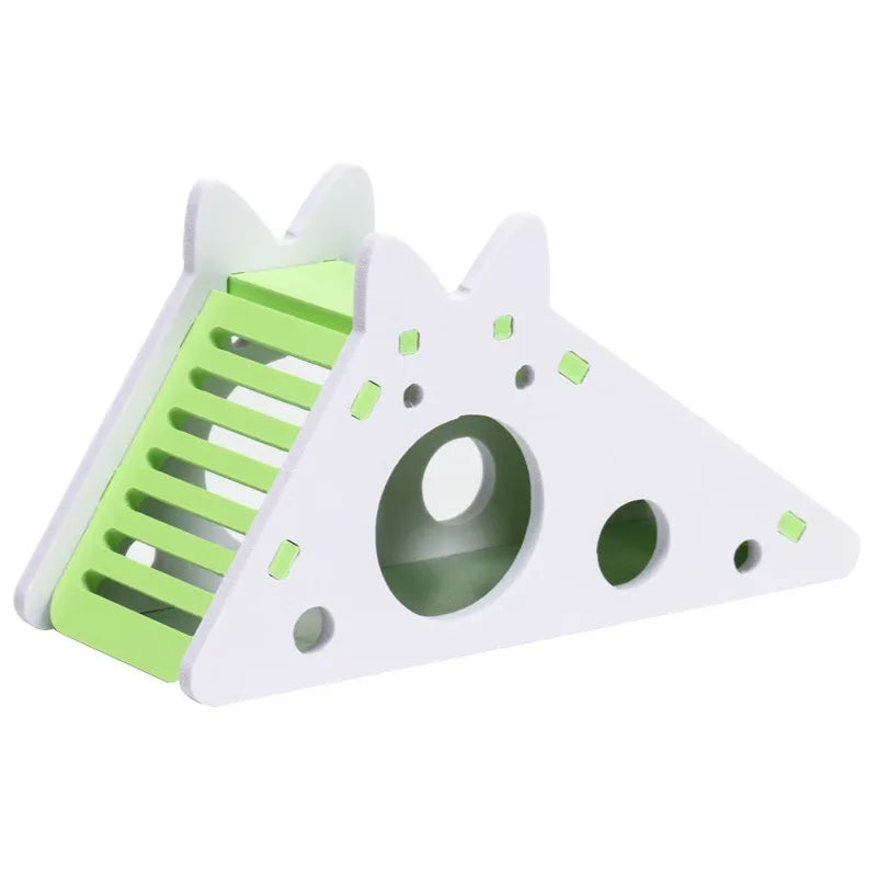 Wooden Hamster Slide Toy With House For Small Pets