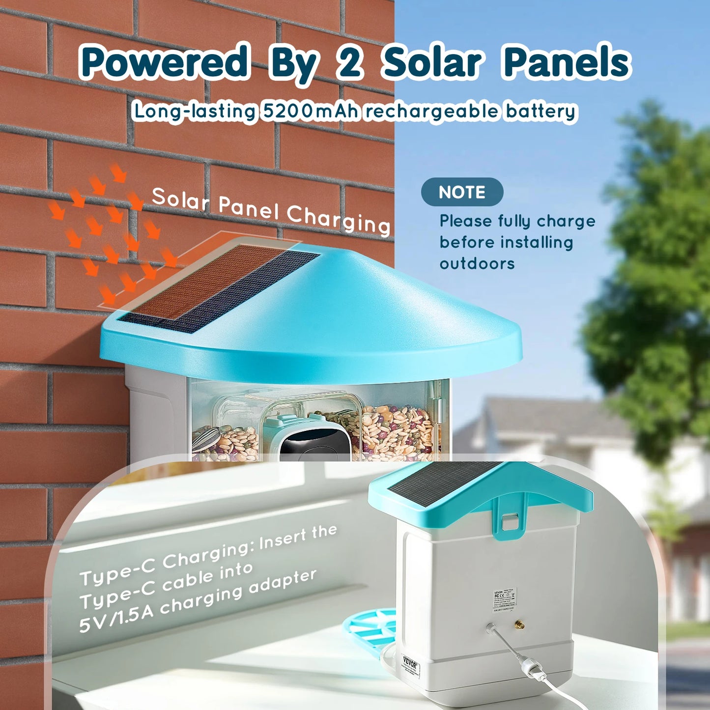 SucceBuy 2K Solar Bird Feeder Camera AI Identify Birds