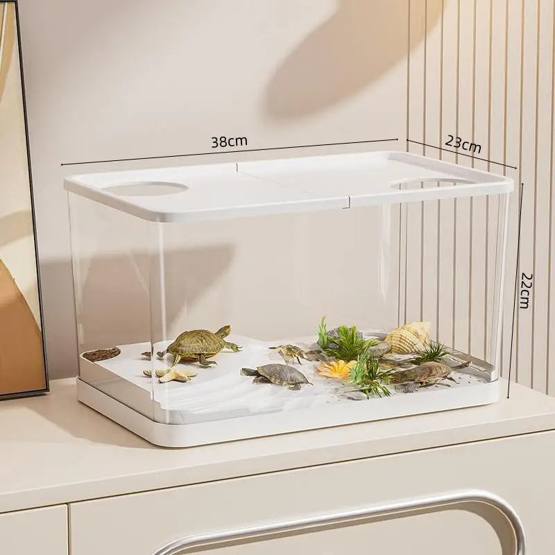 Transparent Mini Fish Tank With Lid For Desktop Aquarium Decor