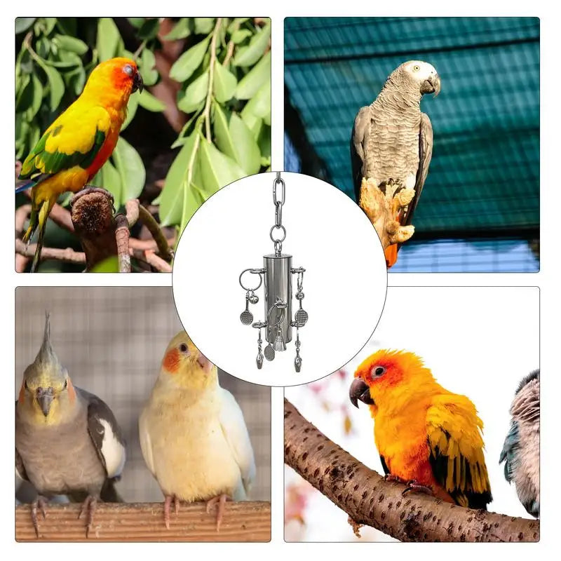 Parrot Bell Toy Stainless Steel Heavy Duty Bird Cage Toys Bird Cage Hang Bite Toy Cage Display Pendant Bird Toys For Large And