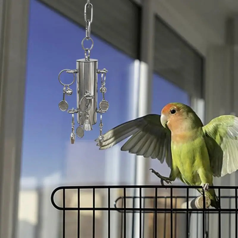 Parrot Bell Toy Stainless Steel Heavy Duty Bird Cage Toys Bird Cage Hang Bite Toy Cage Display Pendant Bird Toys For Large And