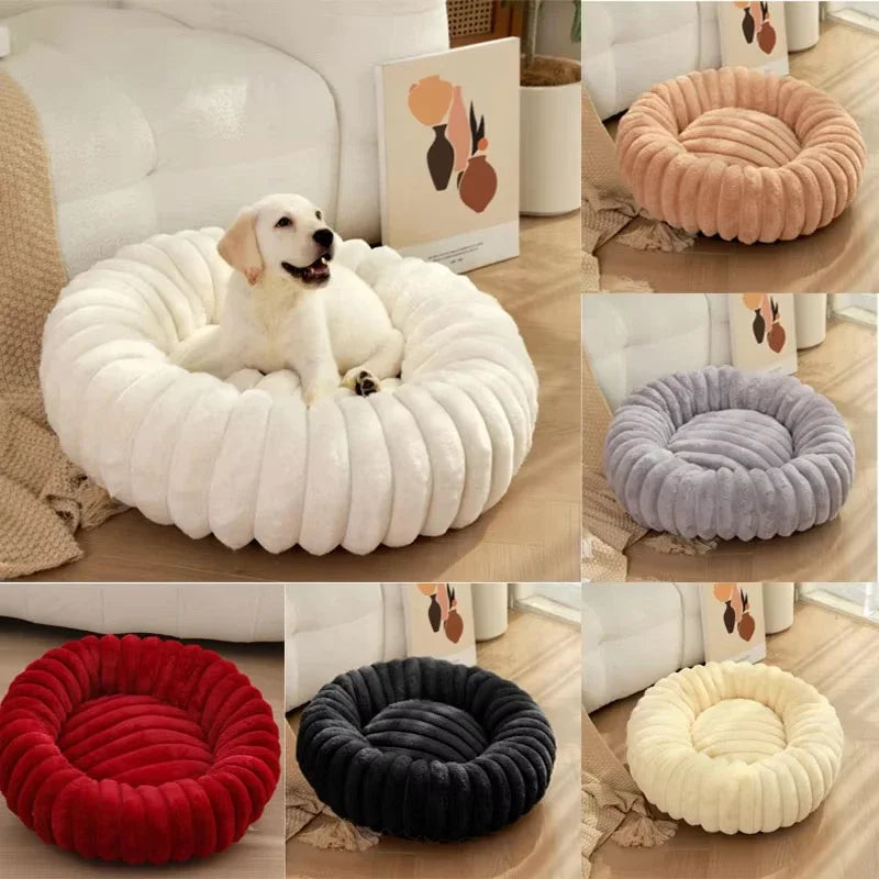 NONECN Round Plush Pet Bed For Dogs And Cats Winter Warm Shelter