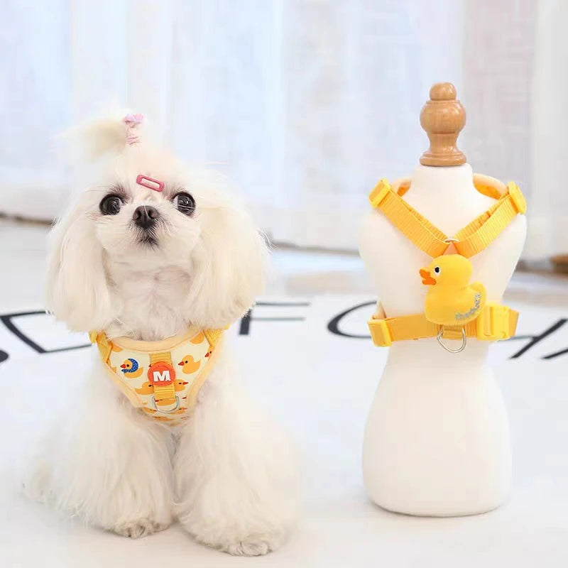 NONECN Cartoon Duck Dog Harness And Leash Set For Pets