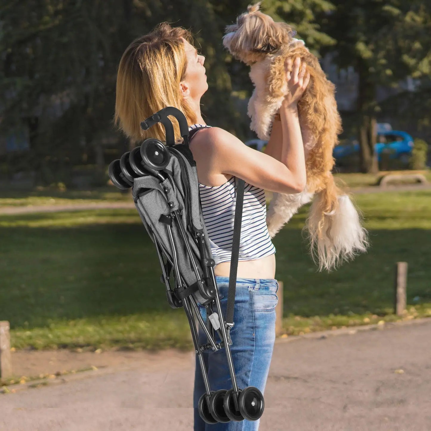 Travel Dog Stroller for Small Dogs and Cats 33 Lbs
