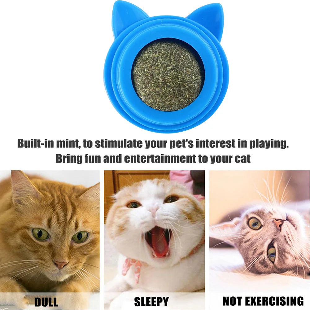 Shunmaii Rotatable Cat Cleaning Toy With Self Adhesive Catnip Balls