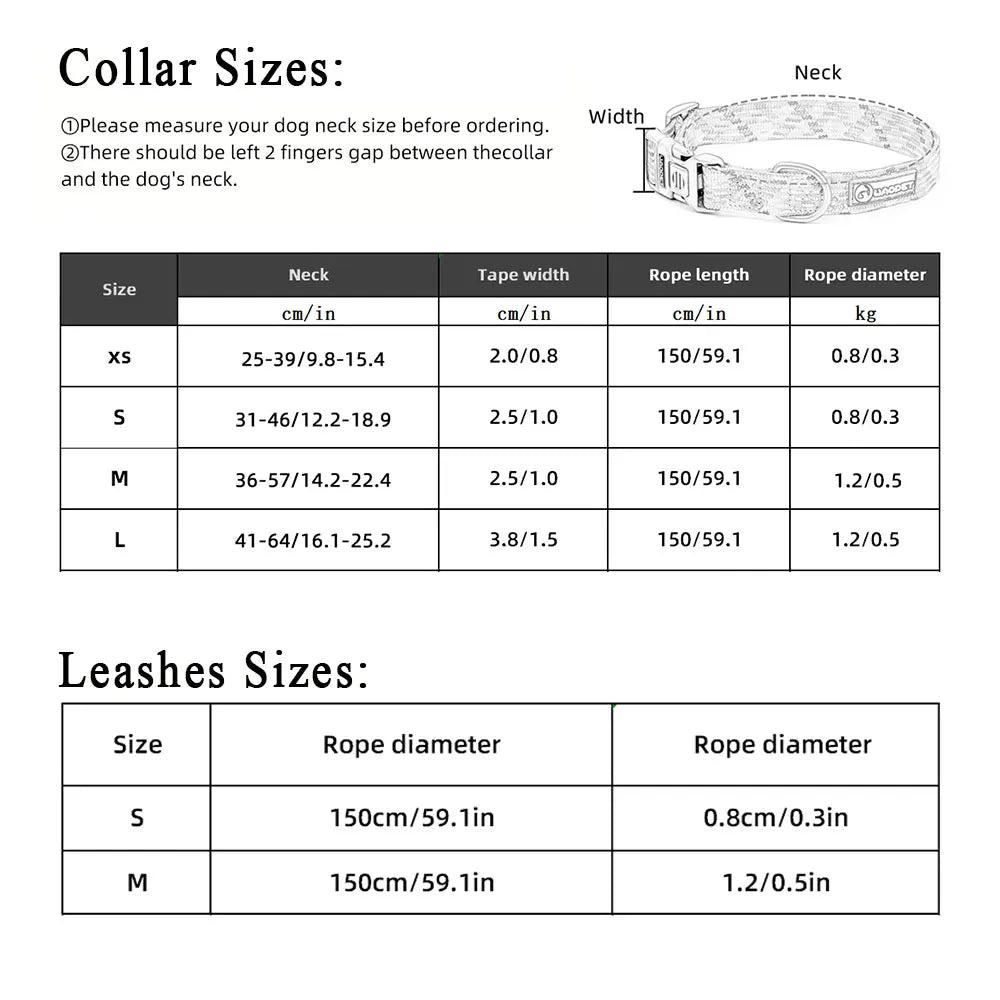 Leashes and Collar Set for Dogs Reflective Plaid Pattern