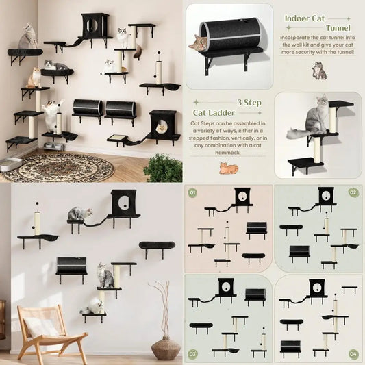 Wall Mounted Cat Climbing System House Tunnel Bridge Scratching Post