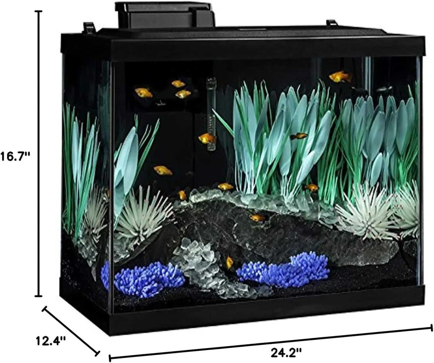 Aquarium Kit With LED Lighting And Decor For A Complete Fish Tank Setup