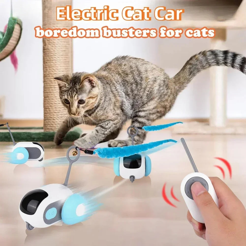 Automatic Rolling Remote Control Cat Toy Car for Interactive Play