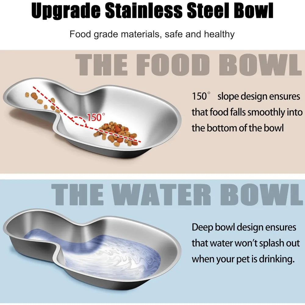 Automatic Pet Feeder And Water Dispenser With Stainless Steel Bowls