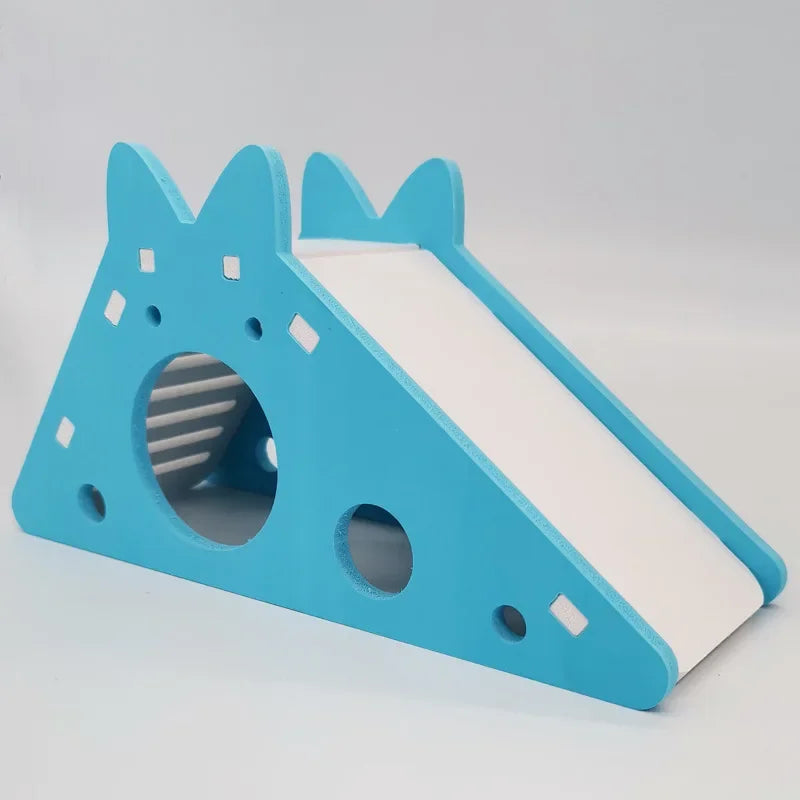 Wooden Hamster Slide Toy With House For Small Pets