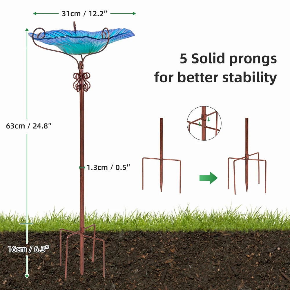 Outdoor Glass Bird Bath Feeding Bowl For Garden And Balcony