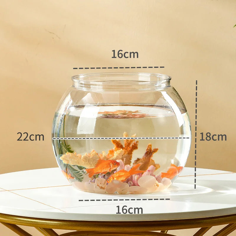 Portable Plastic Round Fish Bowl Desktop Aquarium For Home Office