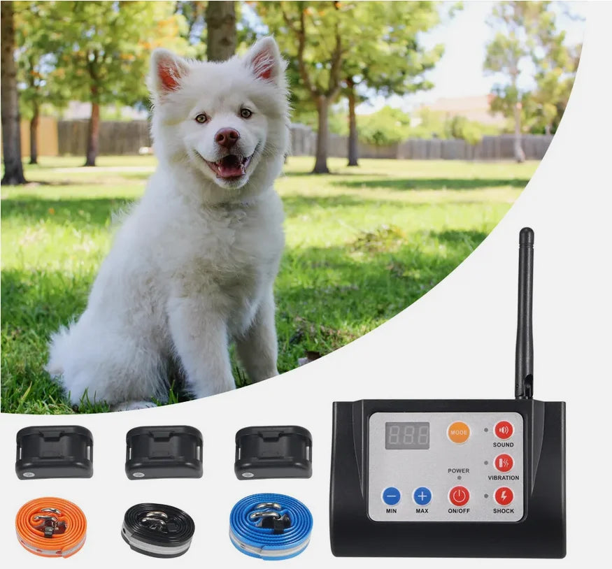 Wireless Dog Fence System With Adjustable Range For Three Dogs