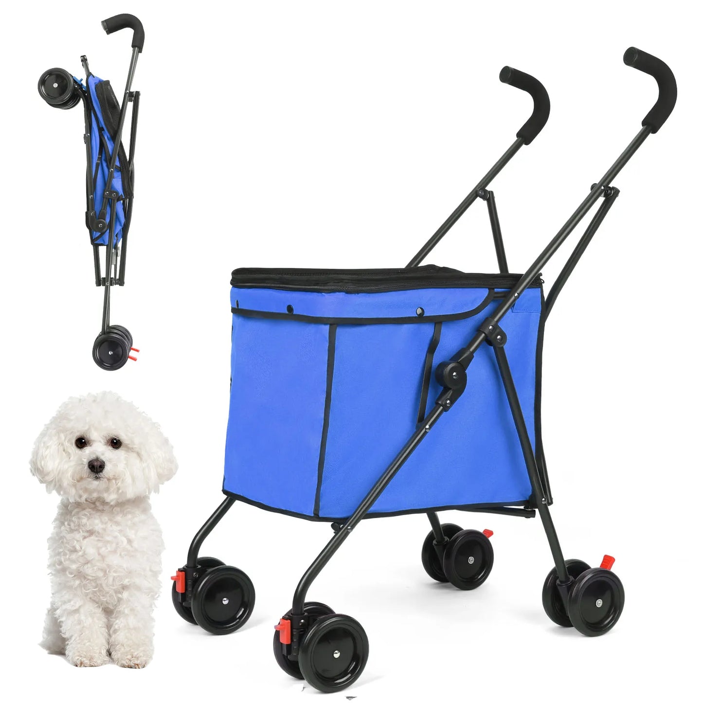 Wedyvko Shopping Trolley Dog Stroller Four Wheels Folding Cart