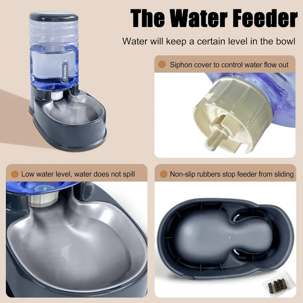 Automatic Pet Feeder And Water Dispenser With Stainless Steel Bowls