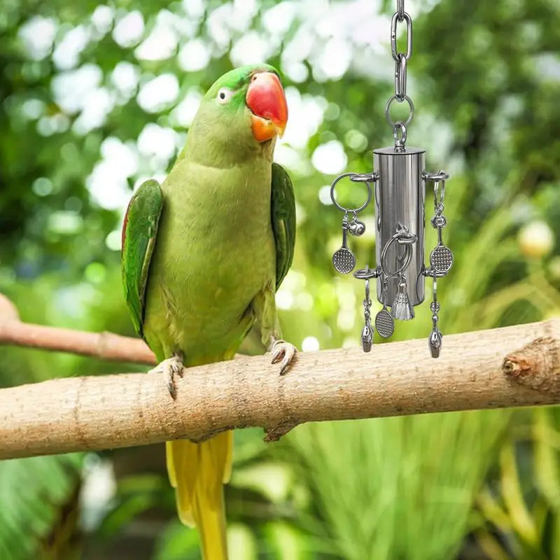 Parrot Bell Toy Stainless Steel Heavy Duty Bird Cage Toys Bird Cage Hang Bite Toy Cage Display Pendant Bird Toys For Large And