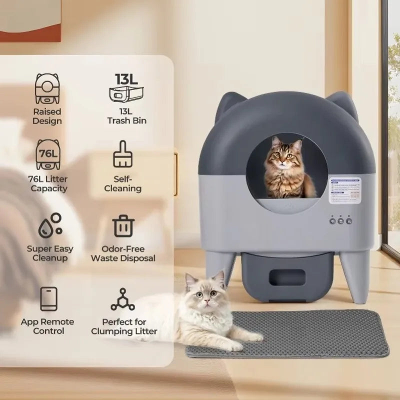 Lunapurr Automatic Self-Cleaning Cat Litter Box With App Odor Control