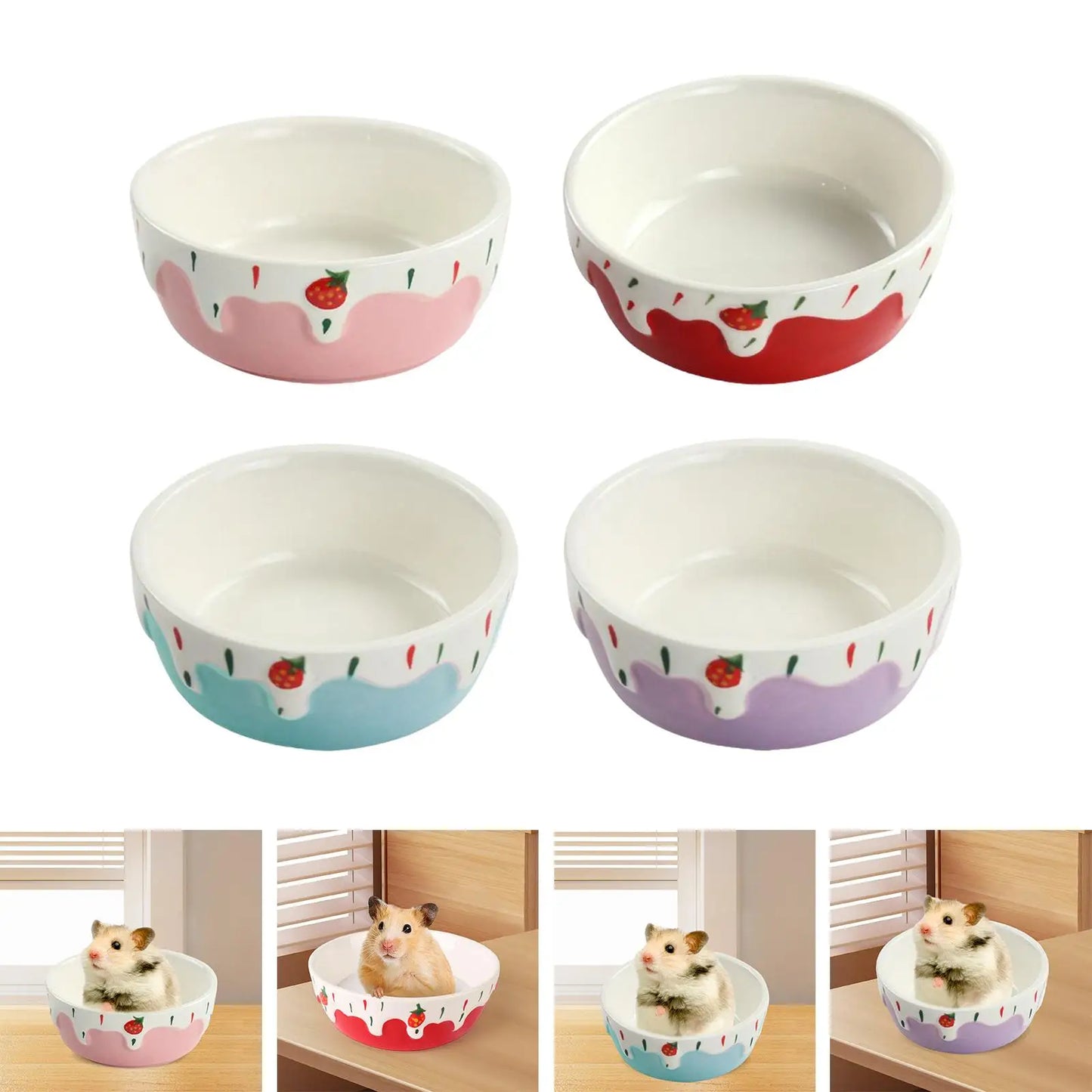 Ceramic Hamster Food Bowl Easy to Clean Portable Small Pets Dish