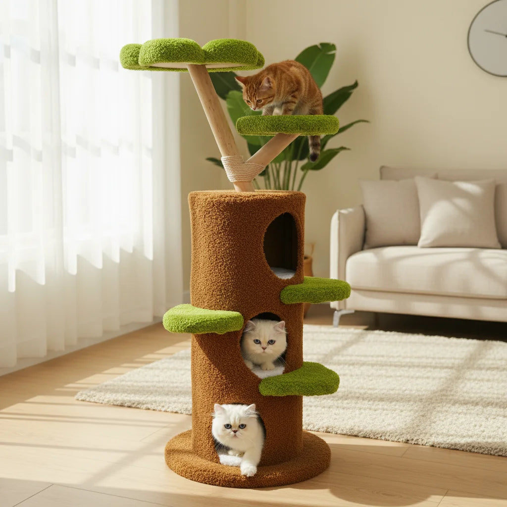 Bingopaw Indoor Cat Tree Tower With Luxury Condo Cushion