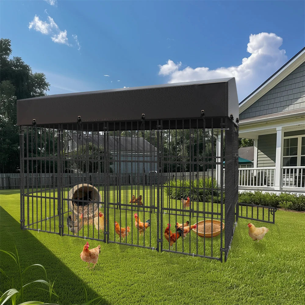BORWAR Heavy Duty Dog Kennel Welded Metal Playpen With Roof
