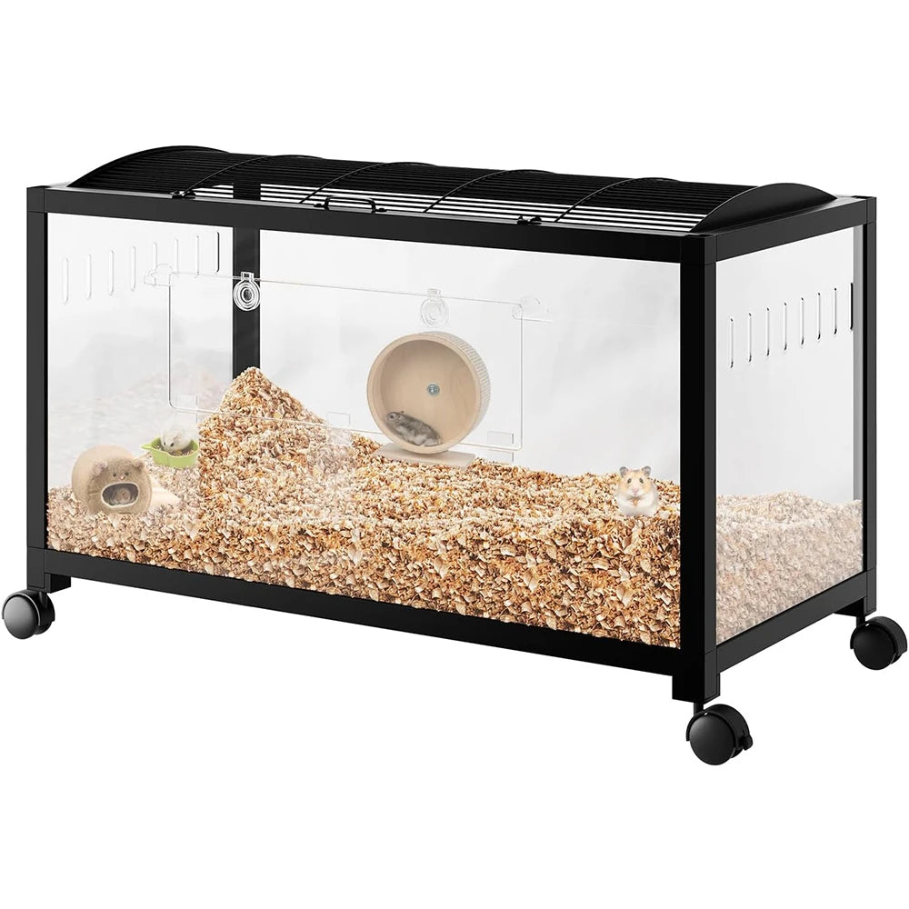 HiMISSCN Metal Rat Cage With Wheels PS Panels Ventilated