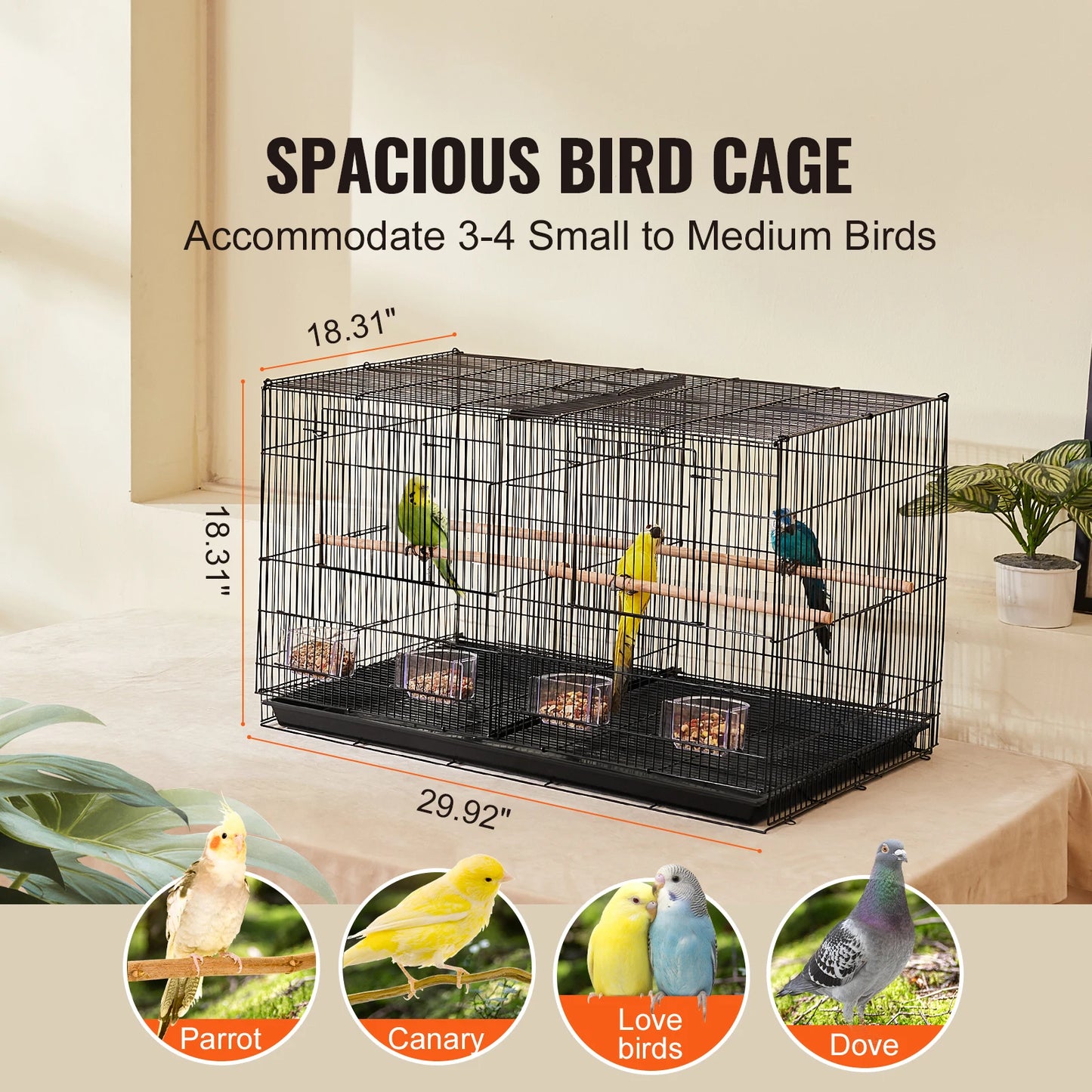 SucceBuy Flight Cage Stackable Divided Bird Cage With Travel Handle