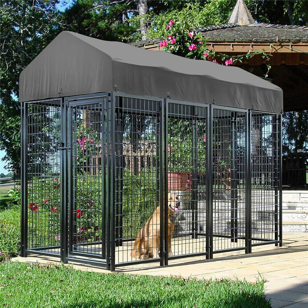 BORWAR Heavy Duty Dog Kennel Welded Metal Playpen With Roof