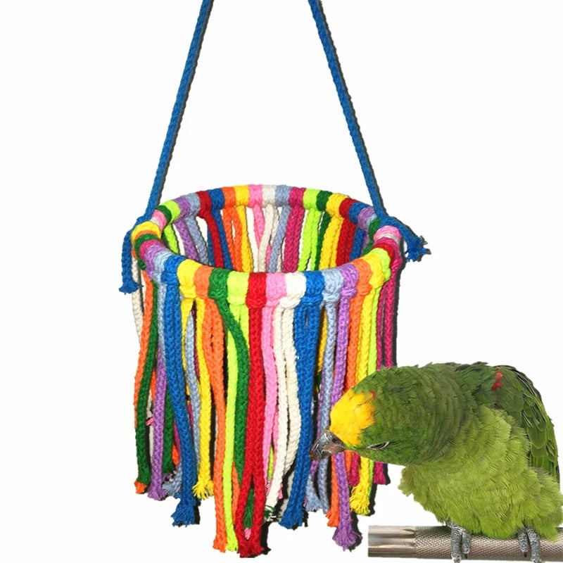 Wood Parrot Chewing Toy For Cage Hanging Swing Climb