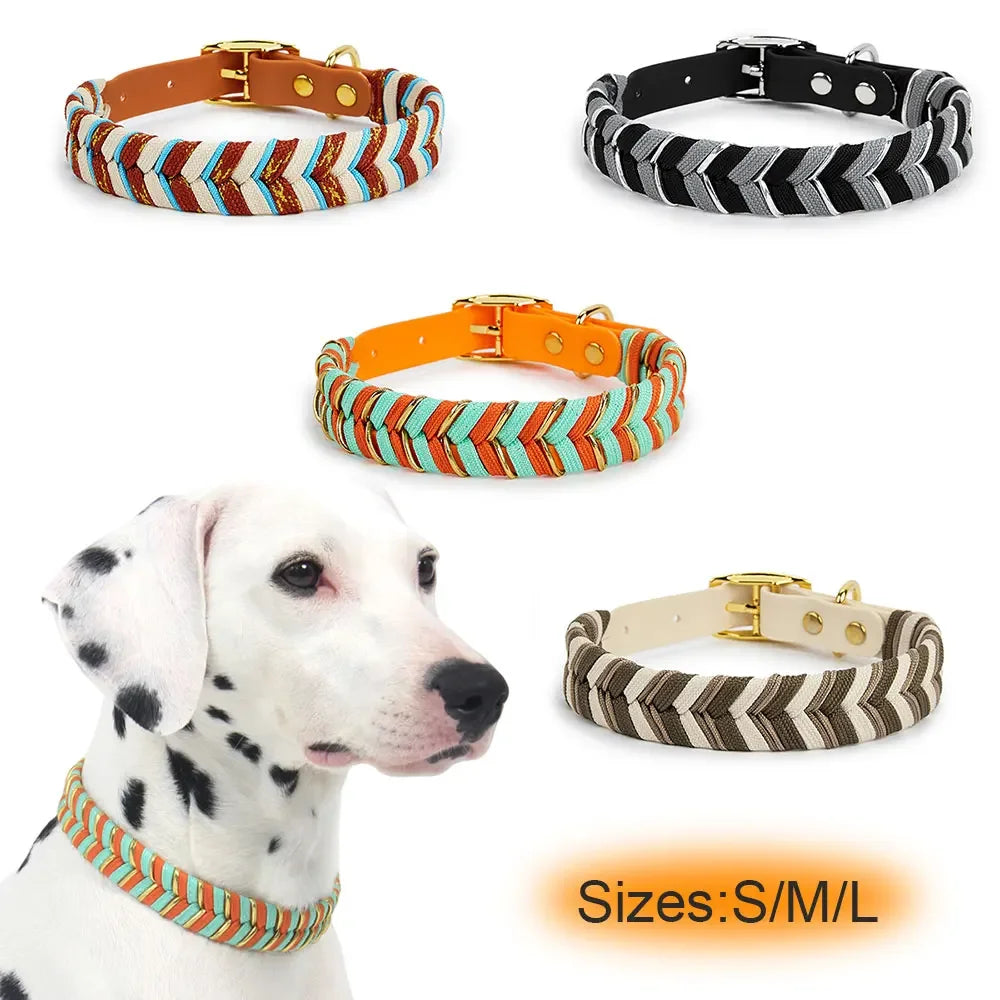 NONECN Dog Fashion Collar Handmade Striped Design For All Dogs