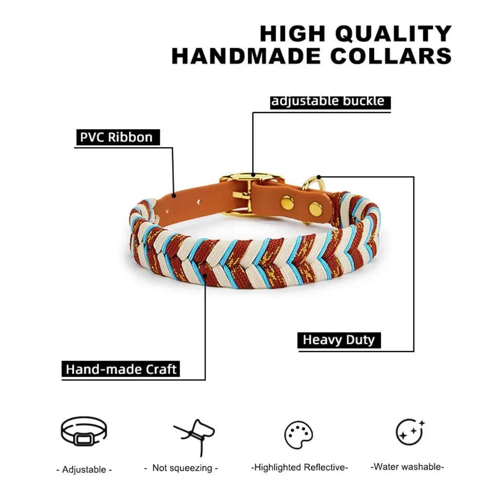 NONECN Dog Fashion Collar Handmade Striped Design For All Dogs