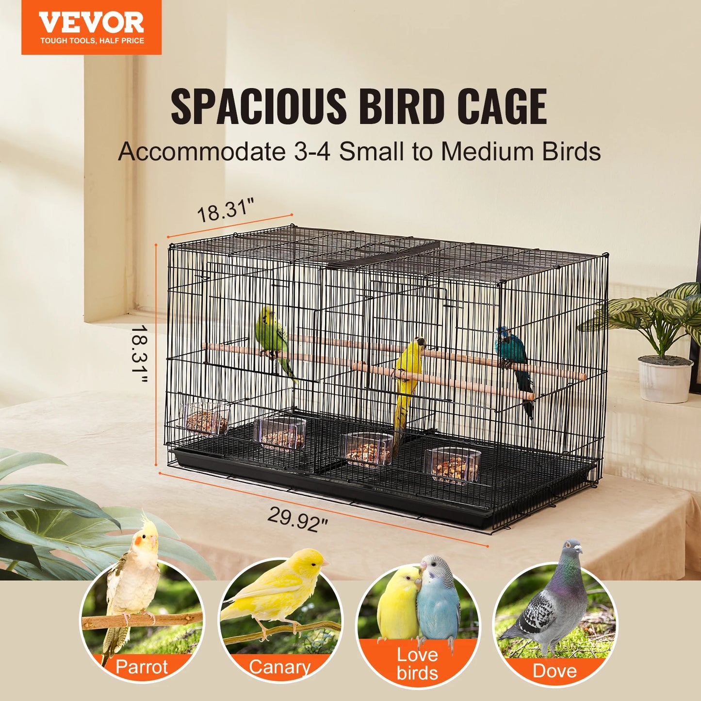SucceBuy Flight Bird Cage With Divider Stackable Travel Cage