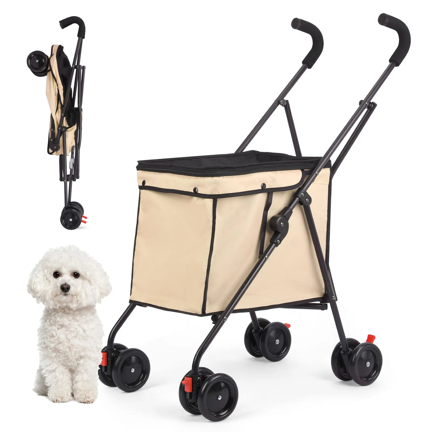 Wedyvko Shopping Trolley Dog Stroller Four Wheels Folding Cart