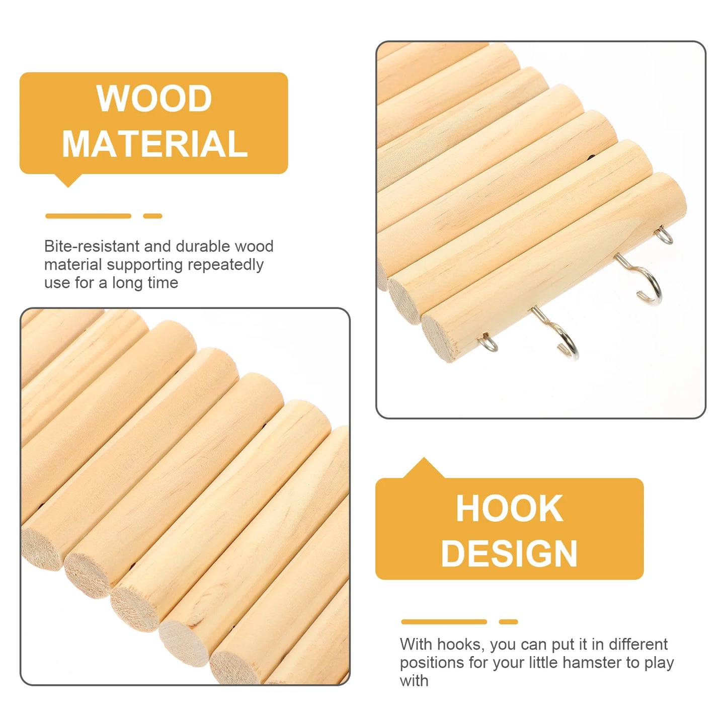 NONECN Wooden Ladder Toy for Hamsters and Small Pets Hideout