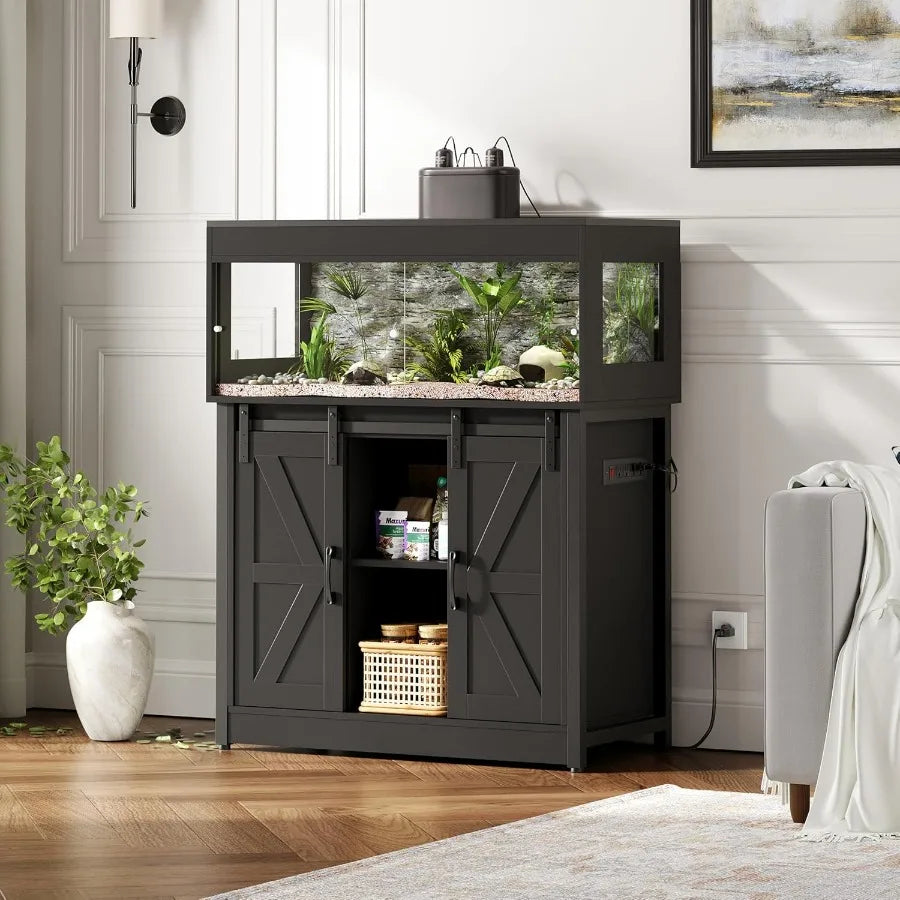 XMSJ Reptile Terrarium With Stand Barn Door Ventilated Mesh