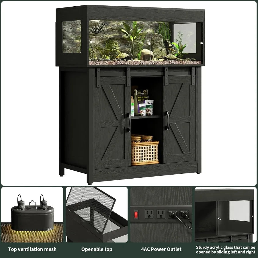 XMSJ Reptile Terrarium With Stand Barn Door Ventilated Mesh