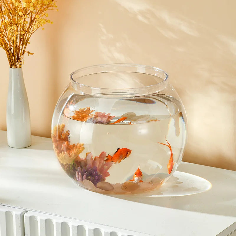 Portable Plastic Round Fish Bowl Desktop Aquarium For Home Office